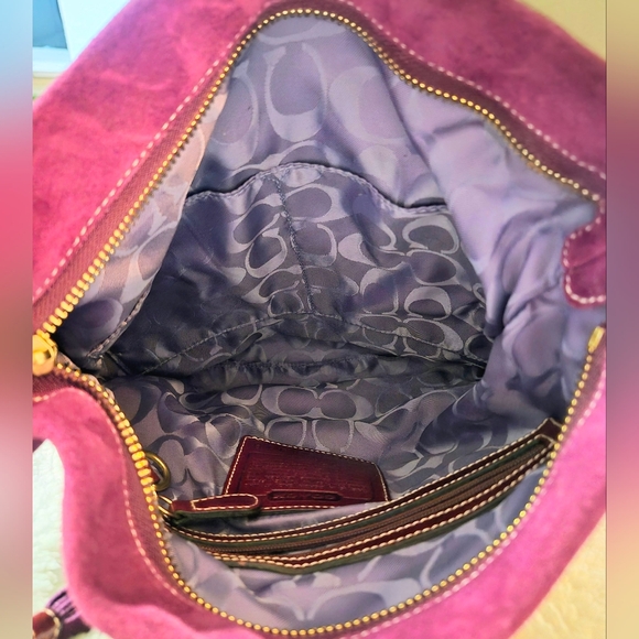 COACH: Grape Soft Suede Duffle Purse - Picture 7 of 11